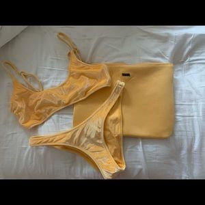 yellow velvet triangl bikini